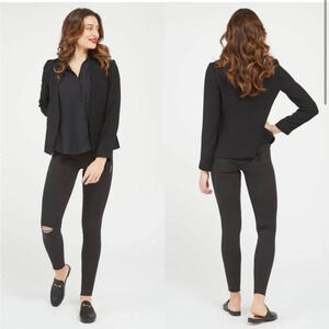 Spanx Vintage Distressed Ankle Skinny Jeans Size M Black Stretchy Jeggings